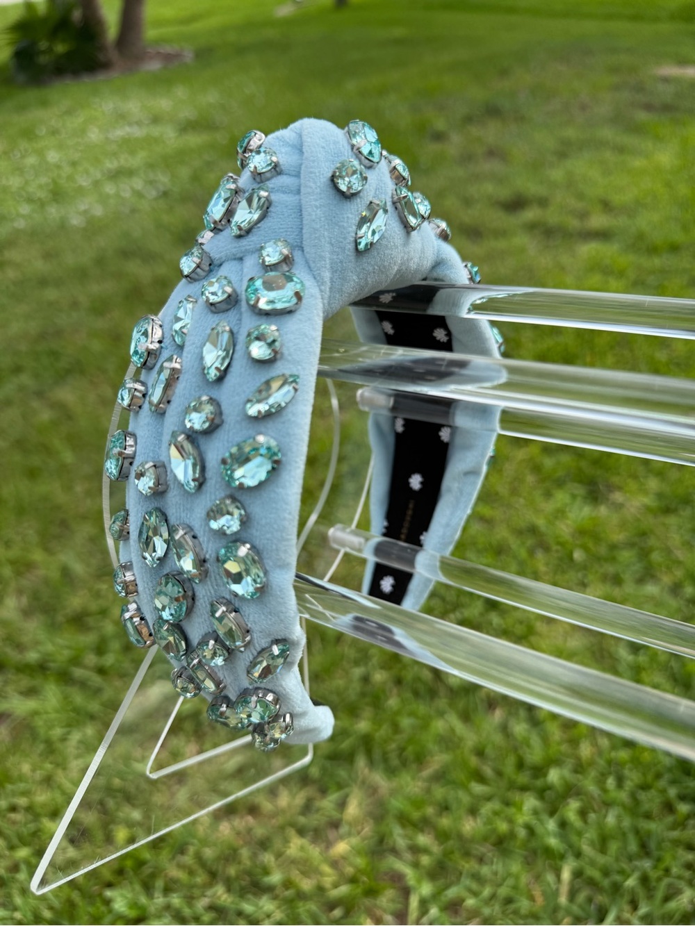 Lele Sadoughi Birthstone Aquamarine Light Blue Crystal Headband - Picture 3 of 6